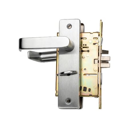 Trans Atlantic Co. DXML Series Brushed Chrome Grade 1 Privacy Mortise Lock Door Handle with Sectional Right-Handed Lever DL-DXML40SSRH-US26D